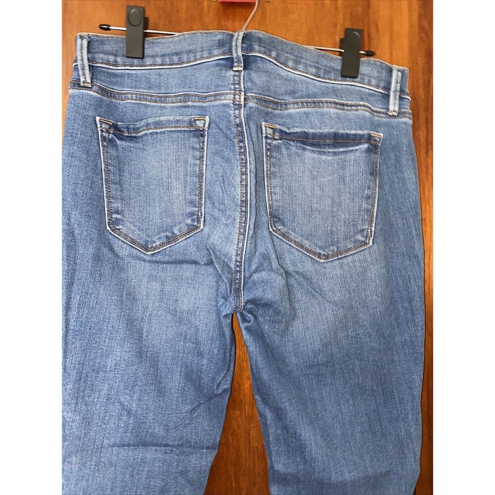 Loft Jeans Blue Side Stripe Slim Pocket Denim Modern Skinny Size 28 6 Raw Hem - Picture 6 of 9
